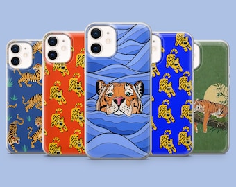 Funda de teléfono con diseño de tigre y gato salvaje para iPhone 17 Pro, 16, 15, 14, Samsung S25, S24FE, S23, S22, A16, A55, A25 y Pixel 9