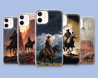Western Cowboy Coque de portable Cowboy Country Cover pour iPhone 16 Pro, 15, 14, 13, 12, Samsung S25, S24FE, S23, S22, A16, A55, A25, Pixel 9