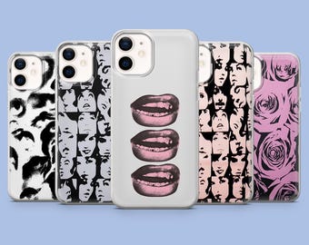 Funda para teléfono Y2K Collage Ojo Boca Rosa para iPhone 17Pro, 16, 15, 14, 13, 12, Samsung S26, S25, S24, S23Fe, A16, A56, Pixel 10, 9Pro
