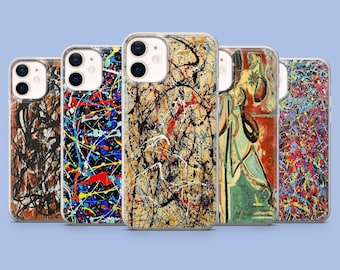 Funda para teléfono con diseño abstracto de Jackson Pollock y efecto de goteo para iPhone 17Pro, 16, 15, 14, 13, Samsung S26, S25, S24, S23Fe, A16, A56, Pixel 10, 9Pro