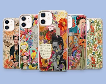 Funda para teléfono Frida Kahlo, diseño de arte mexicano, compatible con iPhone 17Pro, 16, 15, 14, 13, 12, Samsung S26, S25, S24, S23Fe, A16, A56, Pixel 10 y 9Pro.