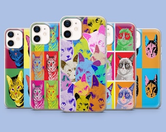 Funda para teléfono con collage de gatos, colorida y con gatitos, para iPhone 17 Pro, 16, 15, 14, Samsung S25, S24FE, S23, S22, A16, A55, A25 y Pixel 9
