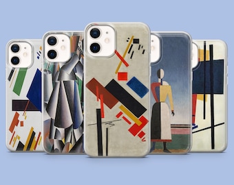 Funda para teléfono Kazimir Malevich con diseño de arte suprematista para iPhone 17Pro, 16, 15, 14, 13, Samsung S26, S25, S24, S23Fe, A16, A56, Pixel 10, 9Pro