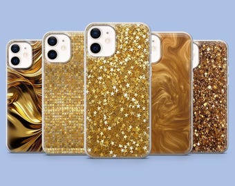 Funda dorada de lujo brillante para iPhone 17 Pro, 16, 15, 14, Samsung S25, S24FE, S23, S22, A16, A55, A25, Pixel 9