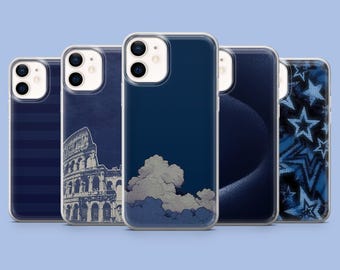 Funda clásica azul marino para iPhone 17 Pro, 16, 15, 14, 13, 12, Samsung S26, S25, S24, S23 Fe, A16, A56, Pixel 10, 9 Pro