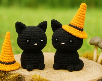 Black Cat Crochet Pattern: Halloween Witch Amigurumi (PDF Pattern)