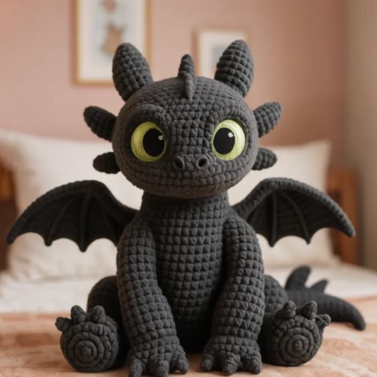 ト*ト様 あみぐるみ　ドラゴン　黒×紫 あみぐるみ ドラゴン ト*ト様 あみぐるみ ドラゴン 黒×紫 ト*ト様