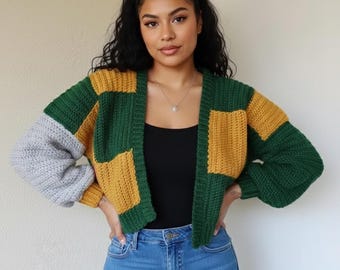 Checkmate Cardigan Crochet Pattern – 3 Panel Granny Sweater (PDF Pattern)