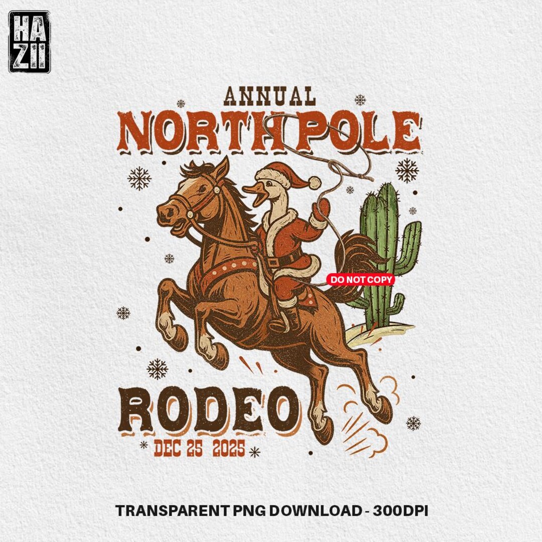 Retro Silly Goose North Pole Rodeo Christmas PNG (digital Download ...