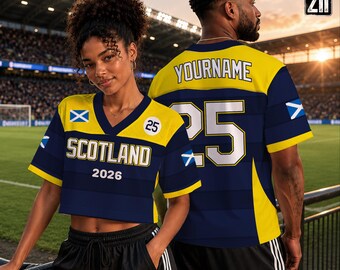 Custom Scotland  Soccer Jersey, Scotland Crop Top, Personalized Scotland Shirt, Scotland Football Shirt, Scotland Flag Apparel,Soccer Jersey