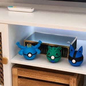 Blue Pokemon Inspired Capture Orb | 3D Printed Fantasy Desk Toy | Pokeball Display Fidget Container | Collector Display | Pokemon Gamer Gift