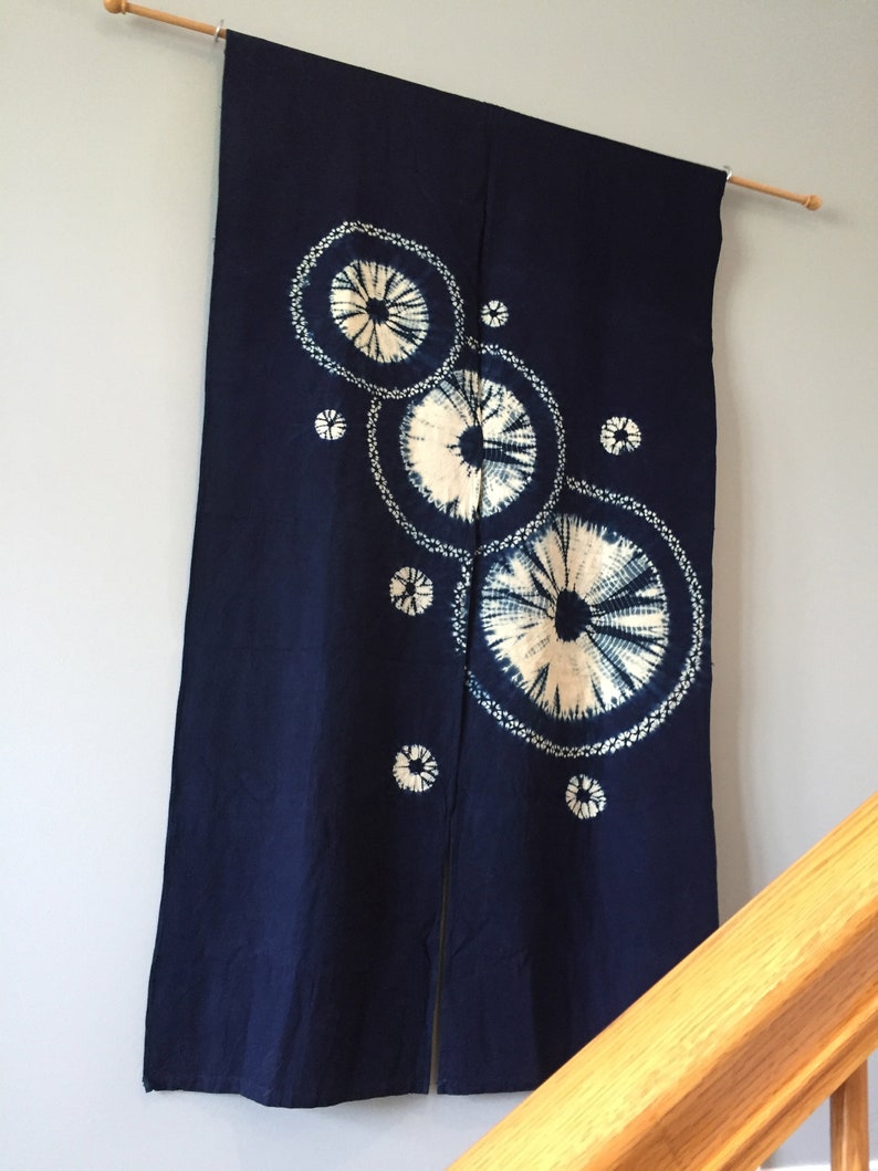 PRICE CUT Vintage Japanese Noren Curtain Panels Shibori Pattern for Wall Hanging or Privacy Curtain