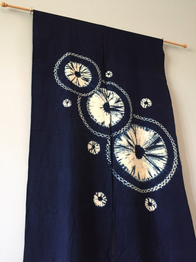 PRICE CUT Vintage Japanese Noren Curtain Panels Shibori Pattern for Wall Hanging or Privacy Curtain