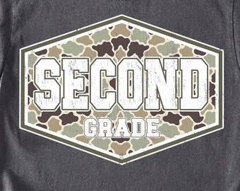 Second Grade PNG, Camo Second Grade Shirt Design, Back to School First Day of School, Teacher Sublimation PNG