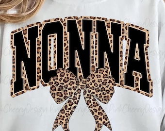 Nonna Leopard Coquette Bow PNG – Leopard Nonna PNG, Varsity Nonna PNG, Retro Nonna Shirt Png, Nonna Png for Mother’s Day Sublimation