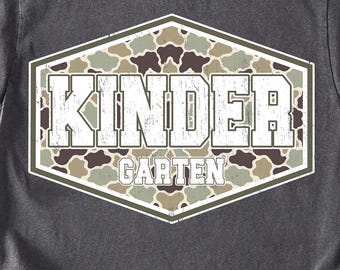 Kindergarten PNG, Camo Kindergarten Shirt Design, Back to School First Day of School, Kindergarten Teacher Sublimation PNG