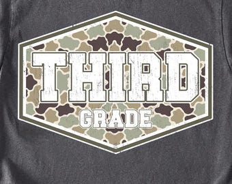 Third Grade PNG, Camo Third Grade Shirt Design, Back to School First Day of School, Teacher Sublimation PNG