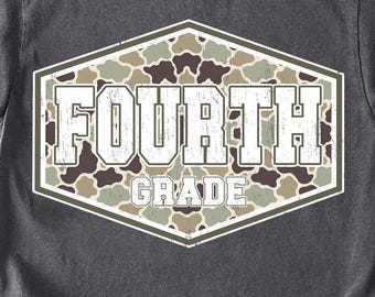 Fourth Grade PNG, Camo Fourth Grade Shirt Design, Back to School First Day of School, Teacher Sublimation PNG