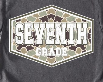 Seventh Grade PNG, Camo Seventh Grade Shirt Design, Back to School First Day of School, Teacher Sublimation PNG