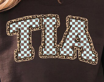 Tia Leopard PNG, Checkered Tia Design, Retro Neutral Tia Shirt PNG, Aunt Sublimation, Digital Download