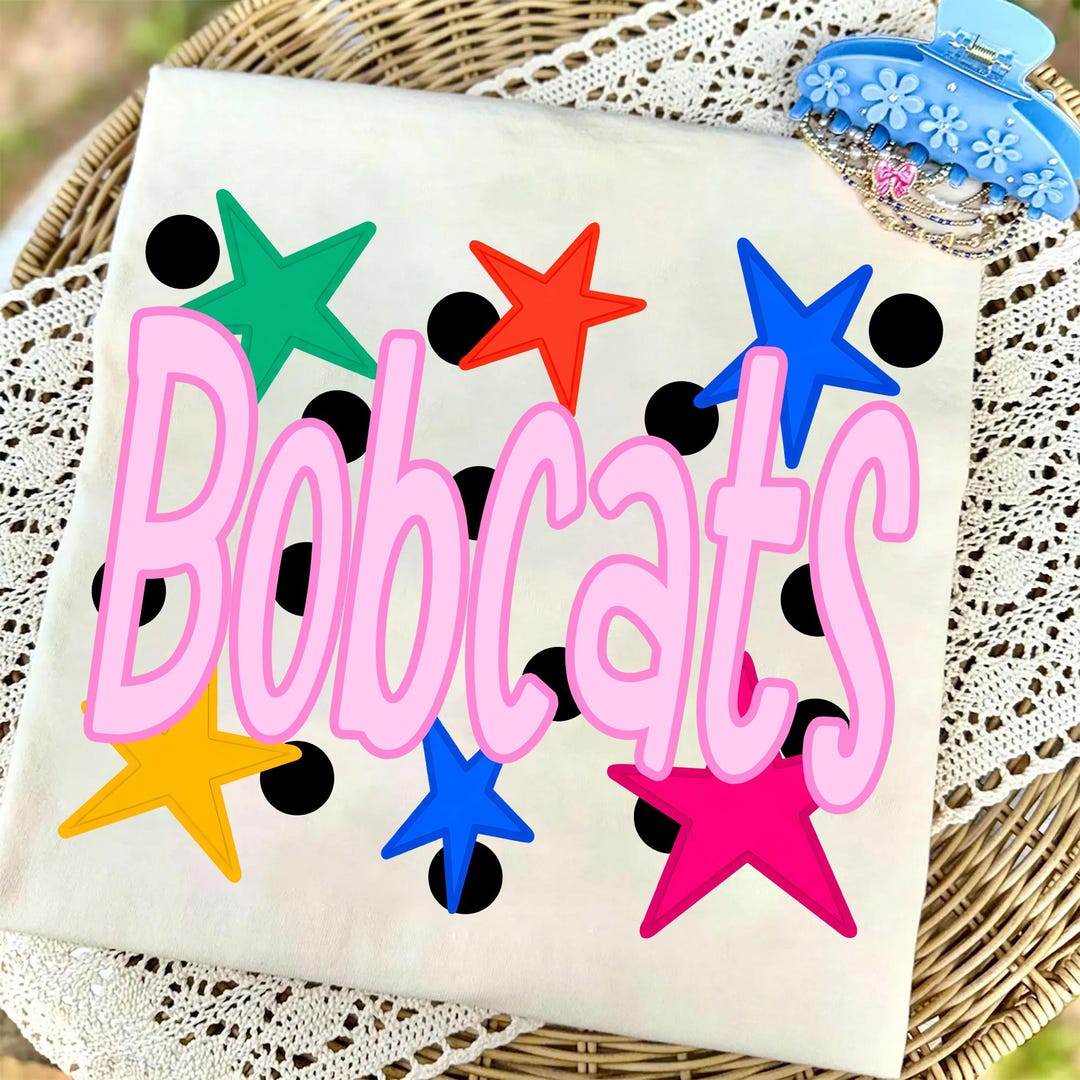 Bobcats PNG, Colorful Star Polka Dot Bobcats Mascot PNG, School Spirit ...