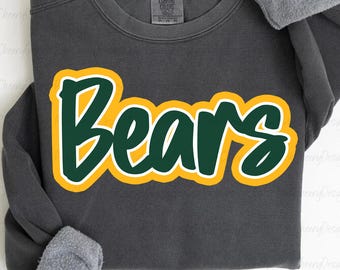 Bears Mascot PNG, School Spirit Bears Script Logo, Team Mascot Design, Game Day Bears Shirt PNG, Sublimation Digital Download
