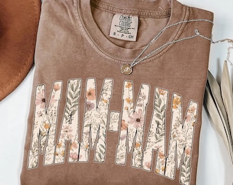 Mam-Mam PNG / Design floreale Mam-Mam con fiori di campo / Festa della mamma PNG / Sublimazione PNG per maglietta / Download immediato