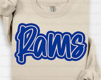 Rams Mascot PNG, School Spirit Rams Script Logo, Team Mascot Design, Game Day Rams Shirt PNG, Sublimation Digital Download