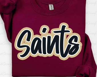 Saints Mascot PNG, School Spirit Saints Script Logo, Team Mascot Design, Game Day Saints Shirt PNG, Sublimation Digital Download