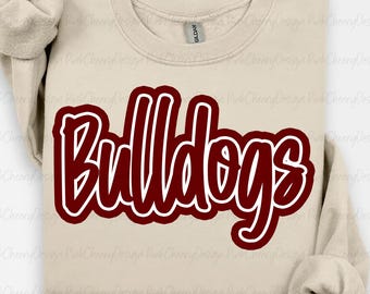 Mascotte dei Bulldogs PNG, Team Bulldogs PNG, Design dello script dello spirito scolastico, Maglietta del giorno della partita dei Bulldogs PNG, Download digitale della sublimazione della mascotte