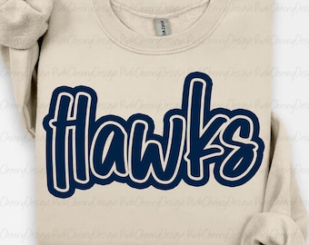 Hawks Mascot PNG, School Spirit Hawks Script Logo, Team Mascot Design, Game Day Hawks Shirt PNG, Sublimation Digital Download