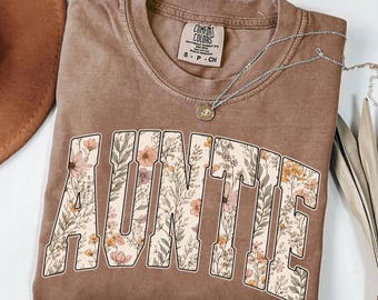Auntie PNG | Floral Wildflower Auntie Design | Family Gift PNG | Sublimation PNG for Shirt | Instant Download
