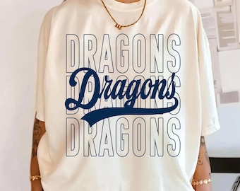 Dragons PNG, Dragons Mascot Script PNG, School Spirit Dragons Shirt Design, Game Day Sports Sublimation File, Digital Download