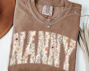 Nanny PNG | Floral Wildflower Nanny Design | Mothers Day Grandma PNG | Sublimation PNG for Shirt | Instant Download