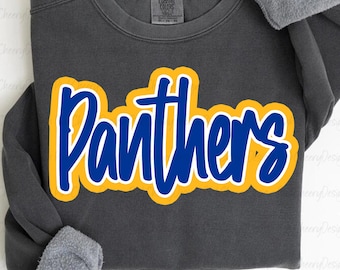 Panthers Mascot PNG, School Spirit Panthers Script Logo, Team Mascot Design, Game Day Panthers Shirt PNG, Sublimation Digital Download