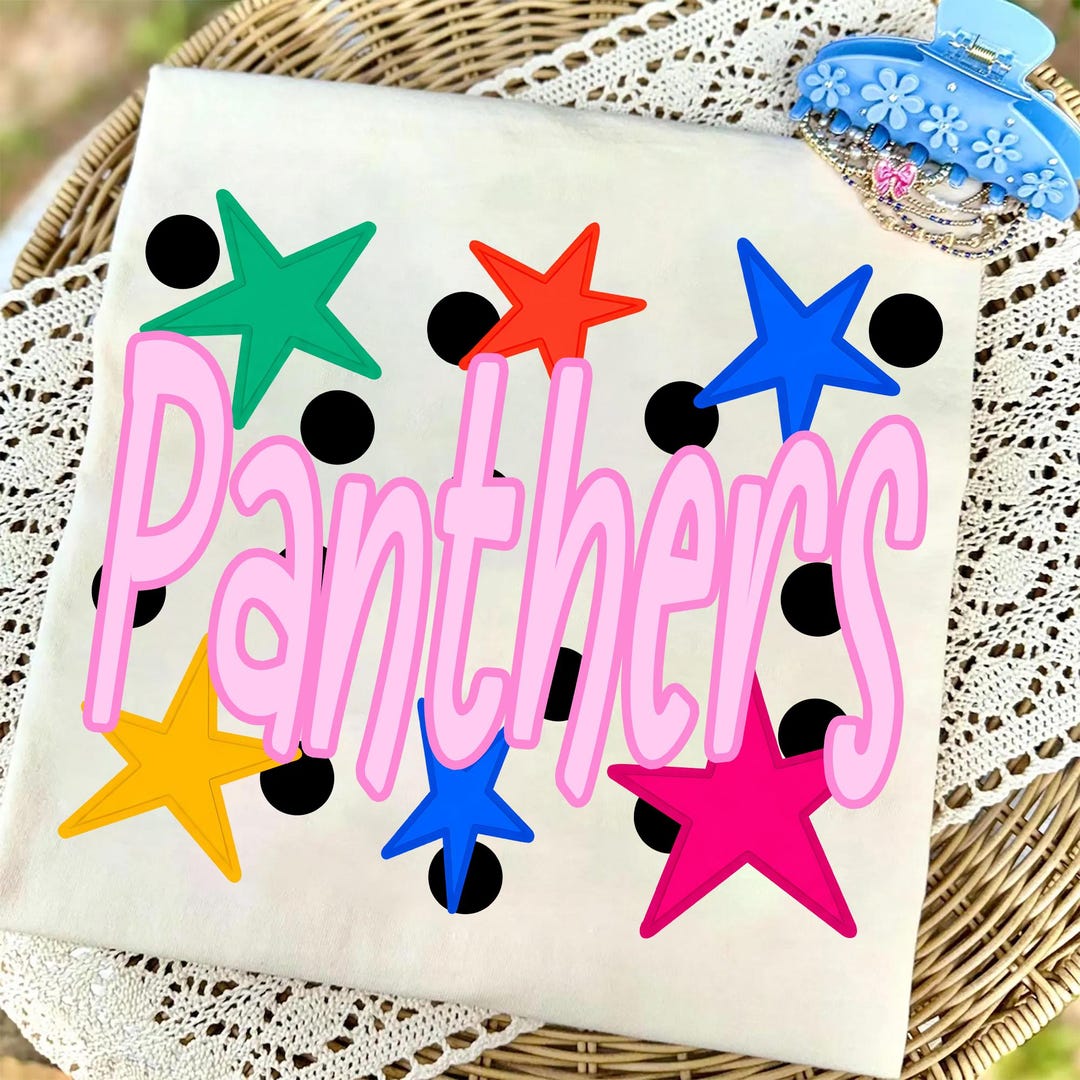 Panthers PNG, Colorful Star Polka Dot Panthers Mascot PNG, School ...