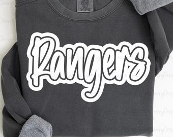 Mascotte dei Rangers PNG, Team Rangers PNG, Design dello script School Spirit, Maglietta dei Rangers per il giorno della partita PNG, Download digitale della sublimazione della mascotte