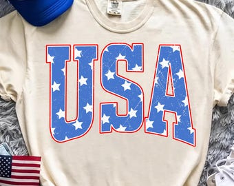 USA PNG, Distressed Stars 4th of July Png, Red White Blue America Png, American Flag USA Shirt Design, Patriotic Sublimation Png