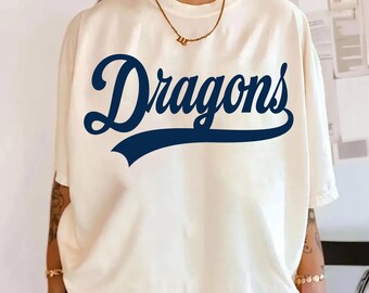 Dragons PNG, Dragons Mascot Script PNG, School Spirit Game Day Shirt Design, Sports Team Sublimation PNG