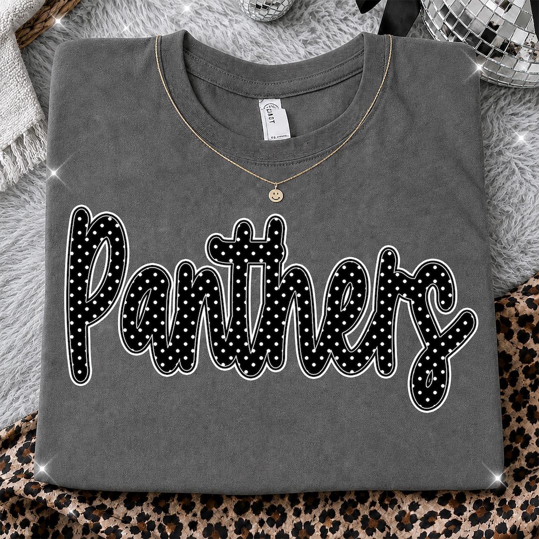 Panthers PNG, Black Polka Dot Panthers Mascot PNG, Panthers Shirt ...