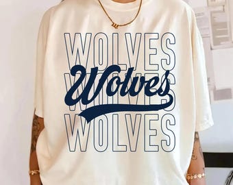 Wolves PNG, Wolves Mascot Script PNG, School Spirit Wolves Shirt Design, Game Day Sports Sublimation File, Digital Download