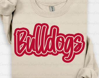 Bulldogs Mascot PNG, School Spirit Bulldogs Script Logo, Team Mascot Design, Game Day Bulldogs Shirt PNG, Sublimation Digital Download