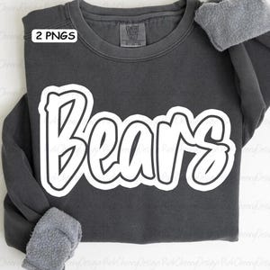 Björnmaskot PNG, School Spirit Bears Script-logotyp, lagmaskotdesign, matchdagsbjörnskjorta PNG, sublimeringsdigital nedladdning