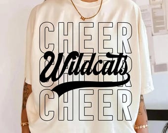 Wildcats Cheer PNG, Wildcats Cheerleader Shirt Design, Varsity School Spirit Game Day PNG, Team Spirit Sublimation PNG
