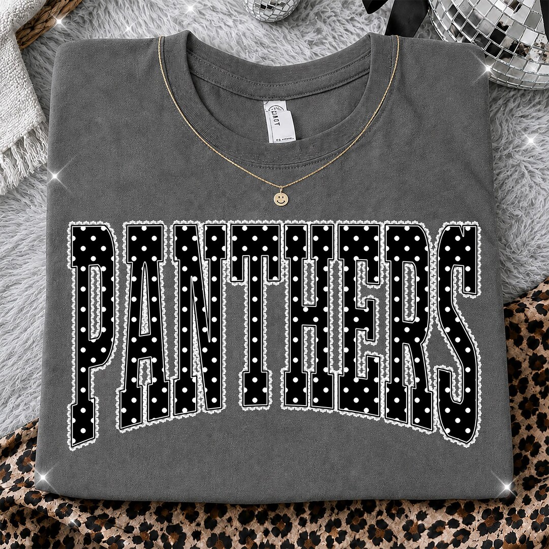 Panthers PNG, Black Polka Dot Lace Panthers Mascot PNG, Varsity School ...