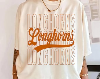 Longhorns PNG, Longhorns Mascot Script PNG, School Spirit Longhorns Shirt Design, Game Day Sports Sublimation File, Digital Download