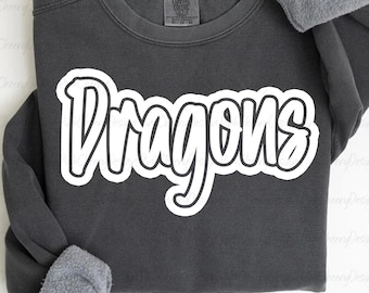 Drachen Maskottchen PNG, Team Drachen PNG, Schulgeist Script Design, Spieltag Drachen Shirt PNG, Maskottchen Sublimation Digitaler Download