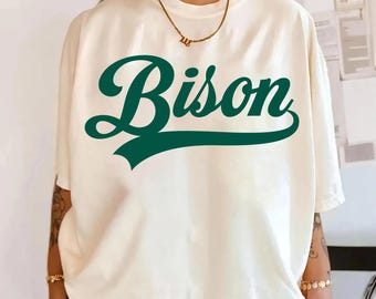 Bison PNG, Bison Mascot Script PNG, School Spirit Game Day Shirt Design, Sports Team Sublimation PNG