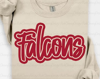 Falcons Mascot PNG, School Spirit Falcons Script Logo, Team Mascot Design, Game Day Falcons Shirt PNG, Sublimation Digital Download