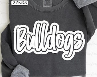 Bulldogs Mascot PNG, School Spirit Bulldogs Script Logo, Team Mascot Design, Game Day Bulldogs Shirt PNG, Sublimation Digital Download